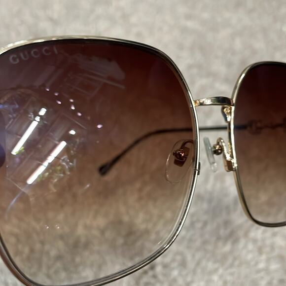 Gucci Horsebit Gold Square Oversized Sunglasses New - Picture 4 of 8